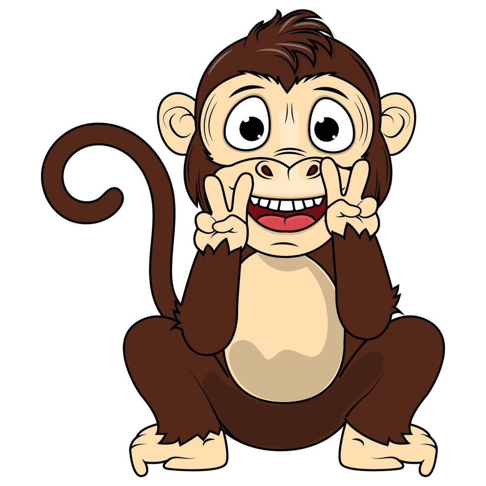 Cartoon Illustration of a smile Monkey vector