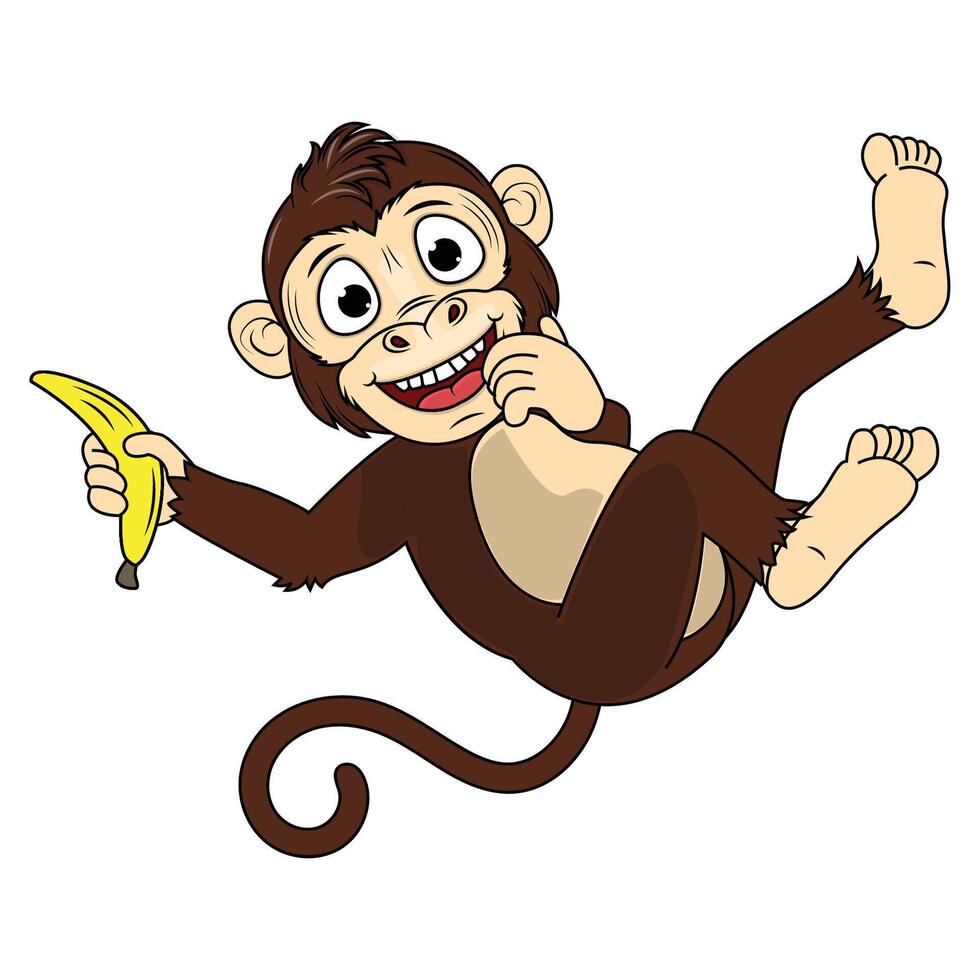 Cute Monkey Cartoon Illustration Design vector
