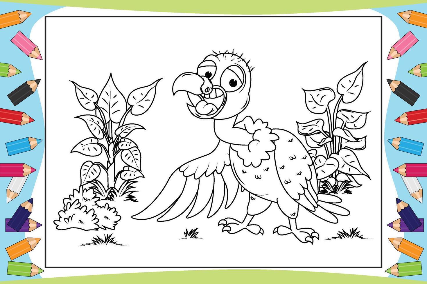 Coloring Vukture For Kids vector