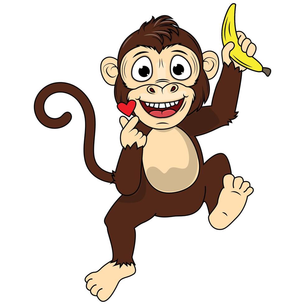 Funny Monkey Animal Cartoon Illustration Design vector