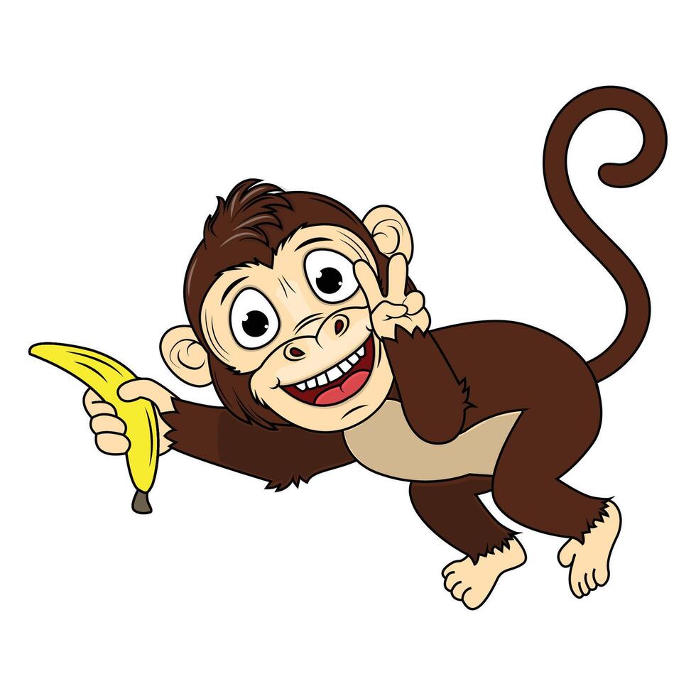 Cute Monkey Animal Cartoon Illustration Design vector