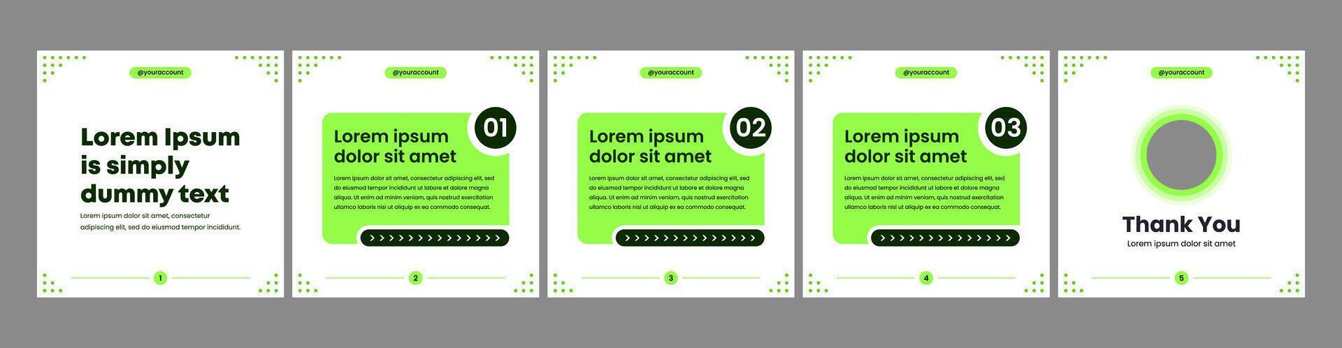 editable green creative carousel template for social media post vector