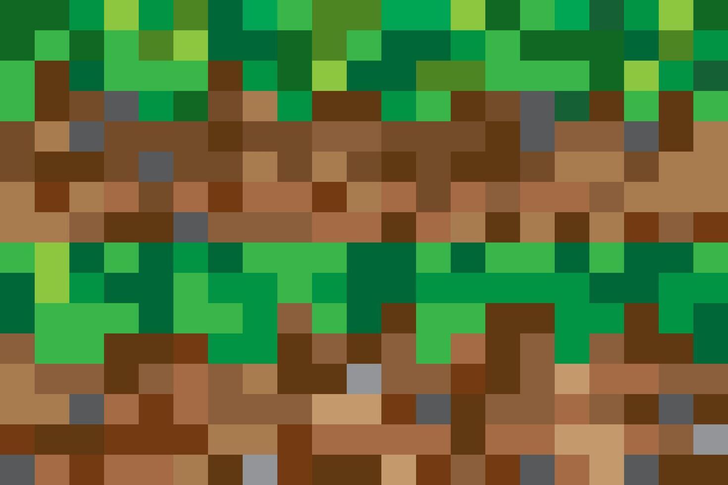 pixel horizontal background two layers of top layer of earth in section. texture of earth and grass of conceptual game in style of pixel art, vector