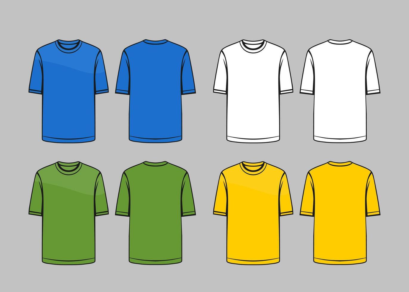 FRONT AND BACK STANDARD COLORFUL T SHIRT TEMPLATE vector