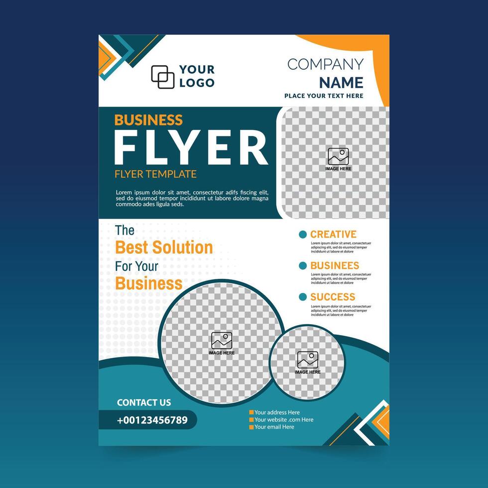 Professional business flyer blue modern design vector