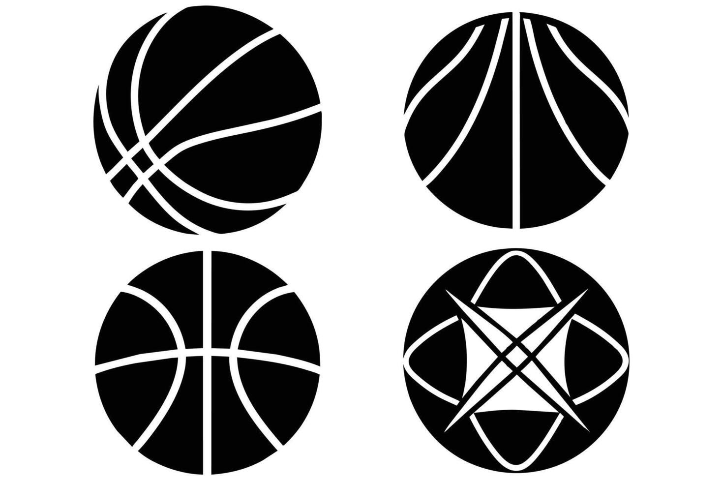 Simple Black and White Basketball Icons vector