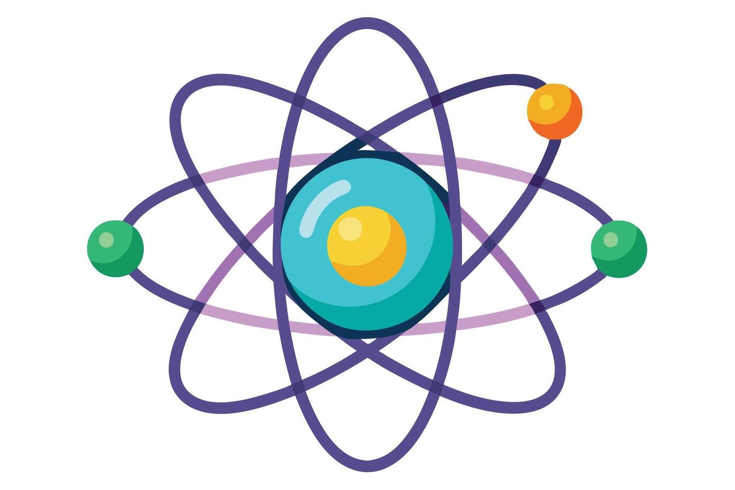Colorful Cartoon Atom Illustration for Educational Use vector