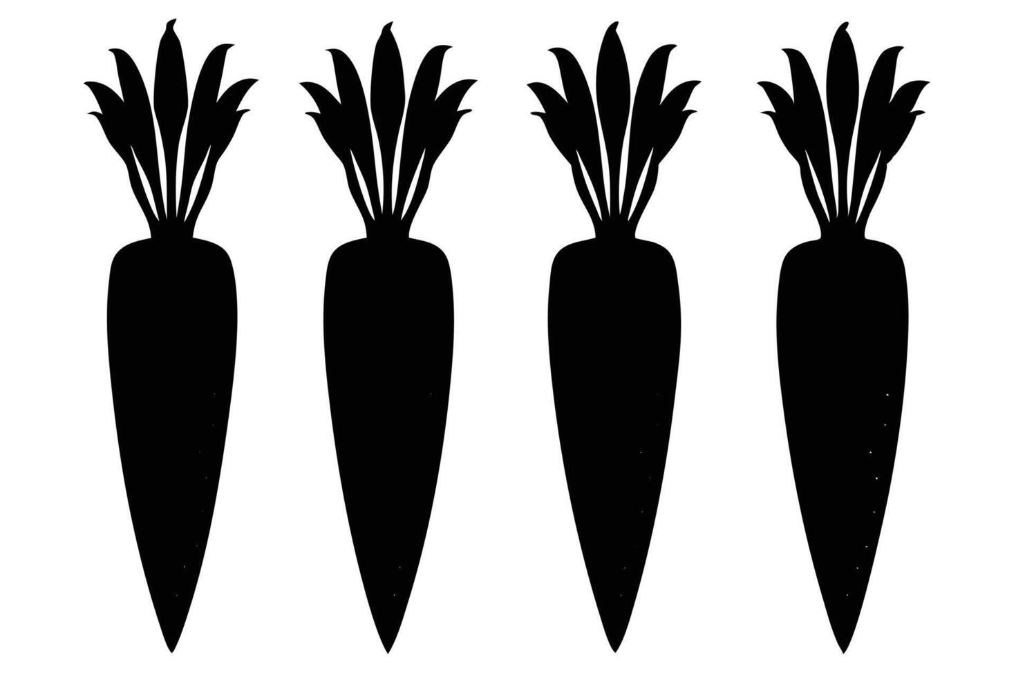 Simple Black Carrot Silhouettes Against White Background vector