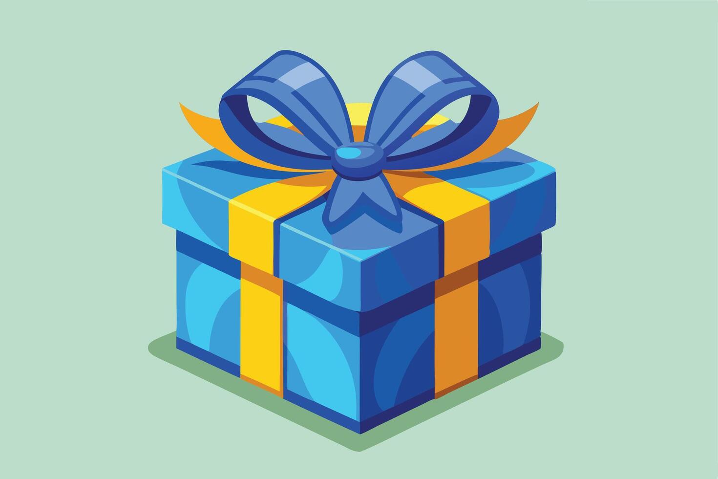 Flat illustration of a gift box with a bright orange ribbon. vector