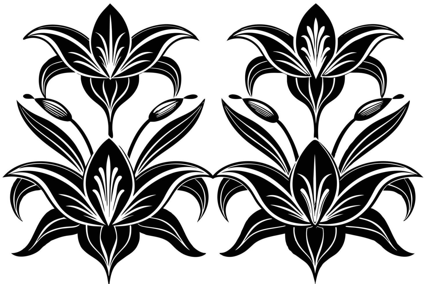Elegant Black and White Lily Design vector