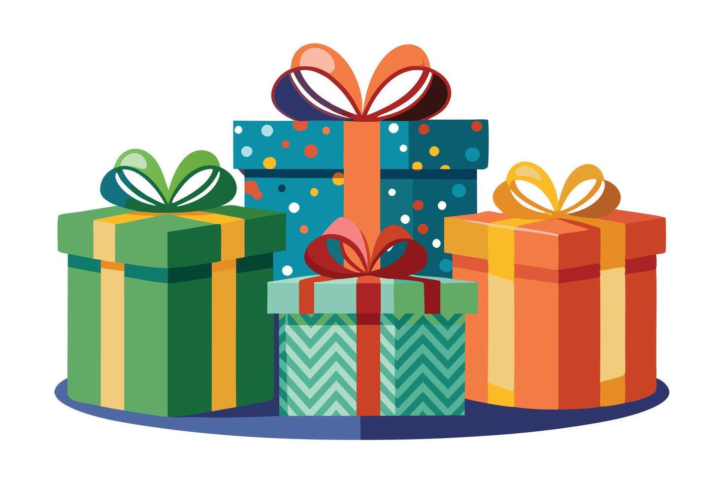 Colorful Gift Boxes Stacked High, Ready for Celebration vector