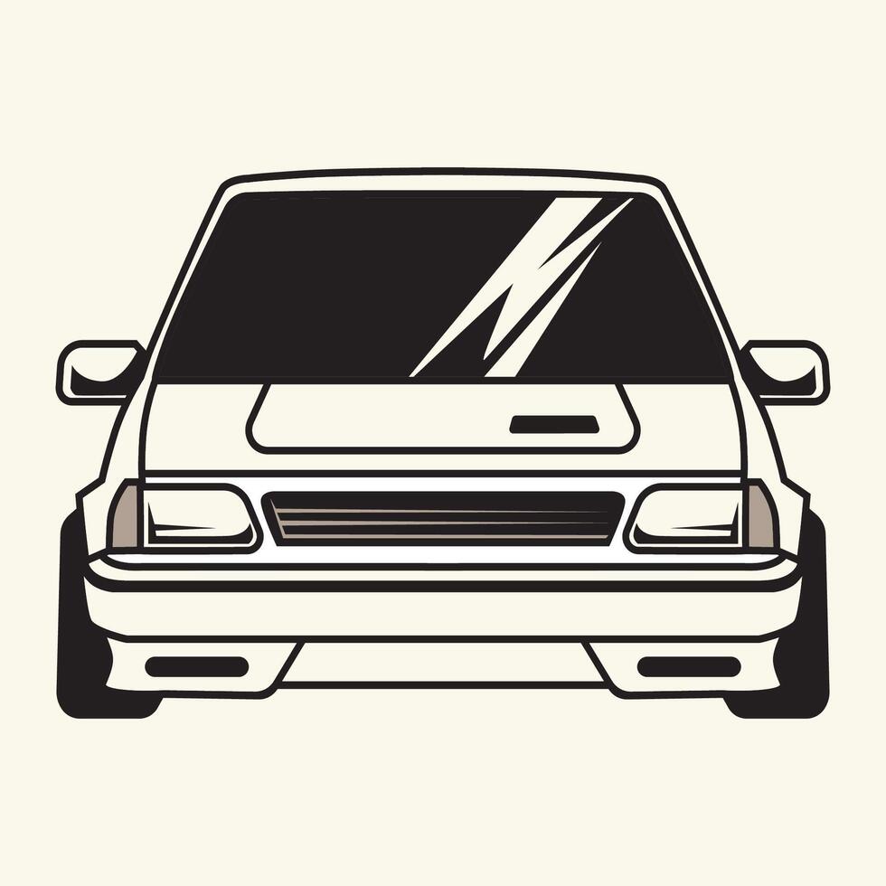 retro vintage car with a front end and headlights on a white background vector