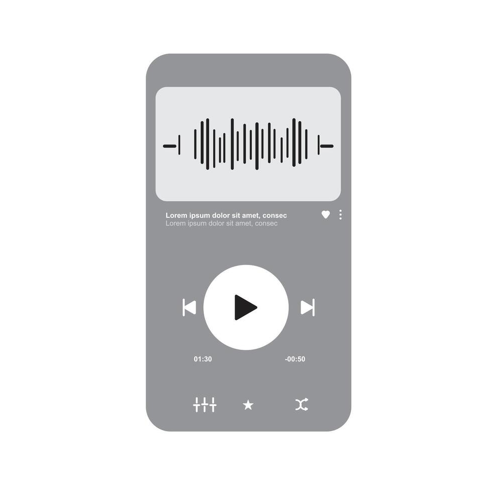 Media music player interface isolated on white background Multimedia frame template vector