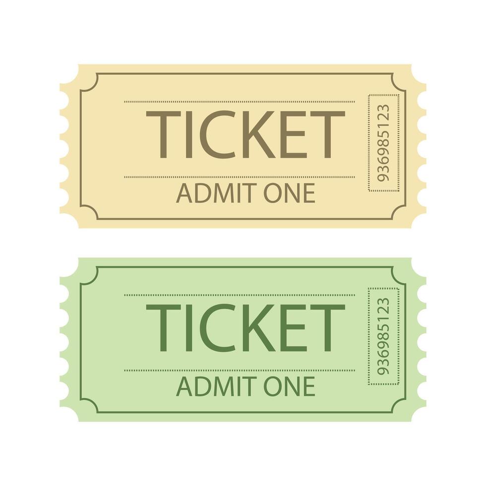 Retro ticket design template Admit one Tickets for cinema movie circus carnival film festival vector