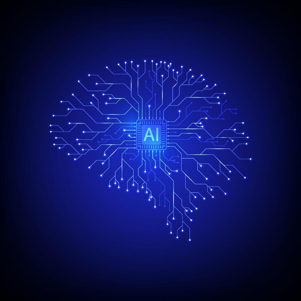 AI Artificial Intelligence Circuit technology background design for featuring futuristic . vector