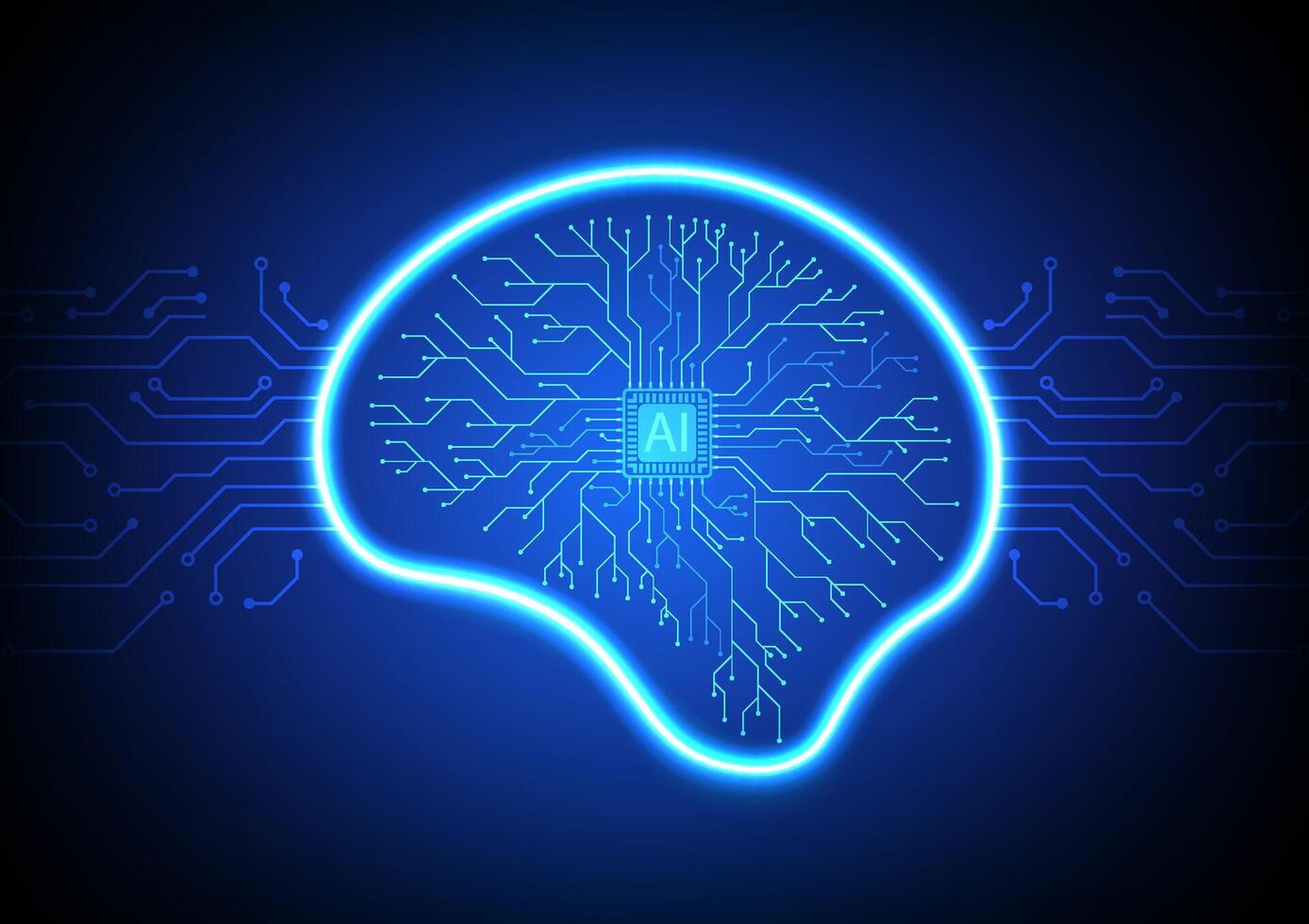 AI Artificial Intelligence Circuit technology background design for featuring futuristic system network. vector