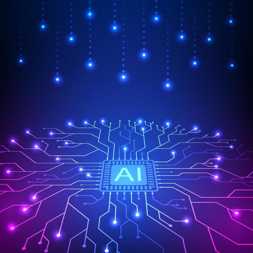 AI circuit background for technology design electronic future concept. vector