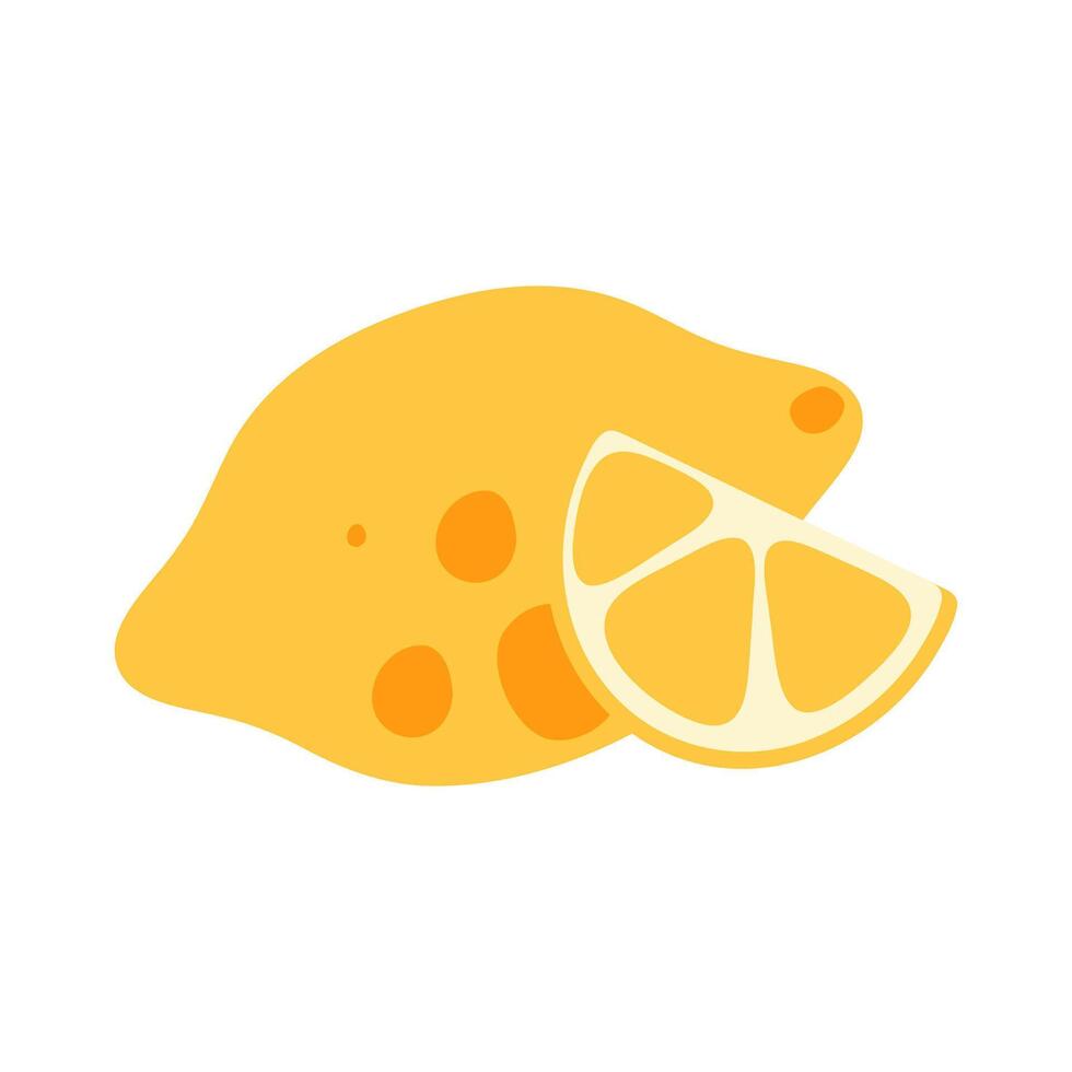 Flat Lemon with Slice vector