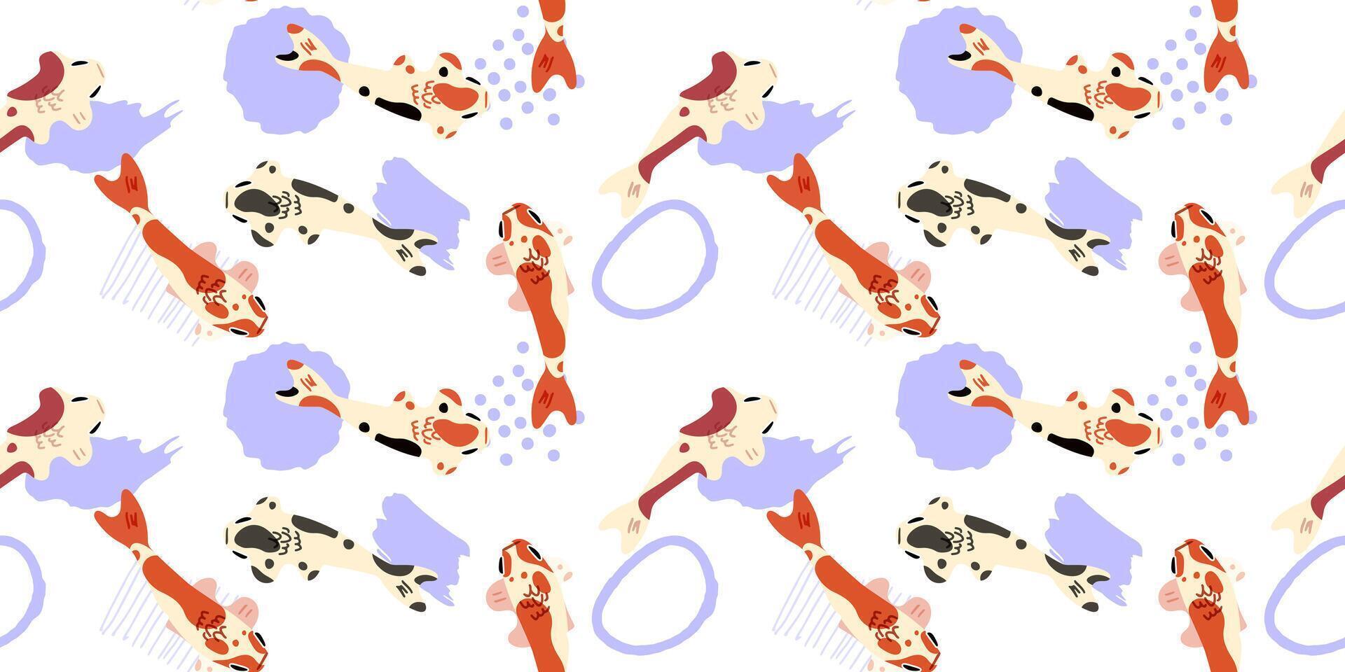 Playful Finned Flow Seamless Pattern vector