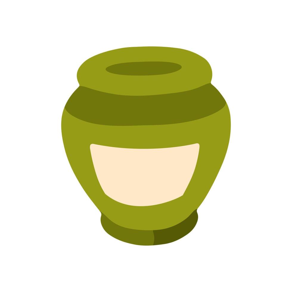 Green Clay Jar Illustration vector