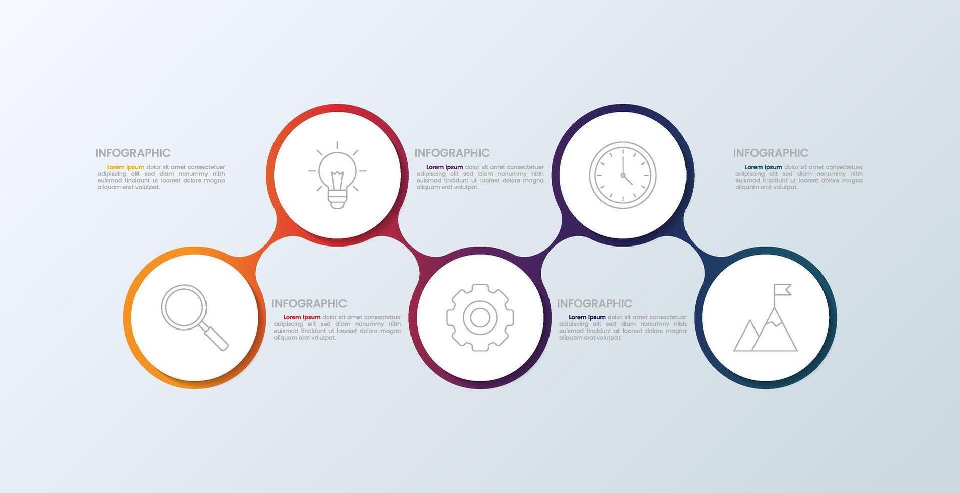 Circular Connection Steps Infographic Template with 5 circle vector