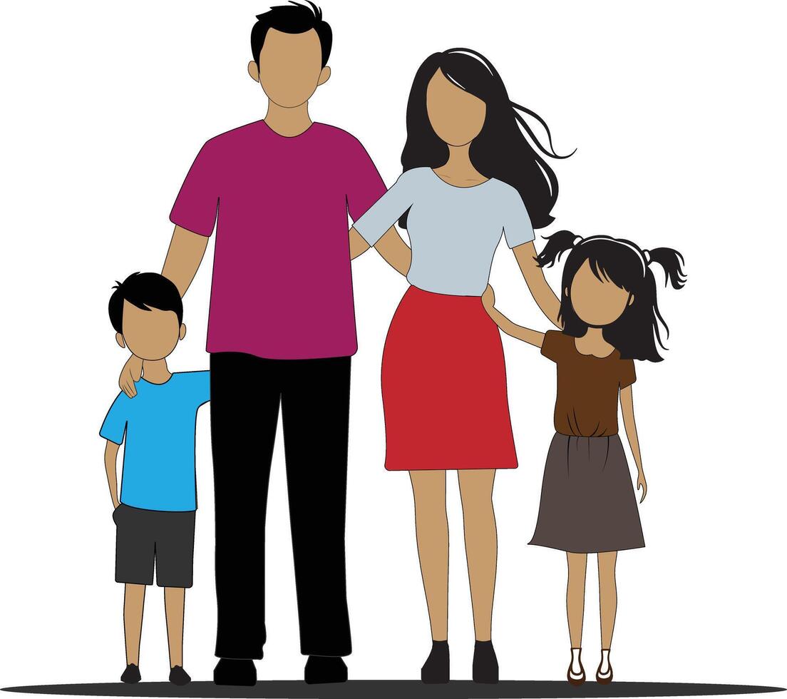 four member happy family posing together vector