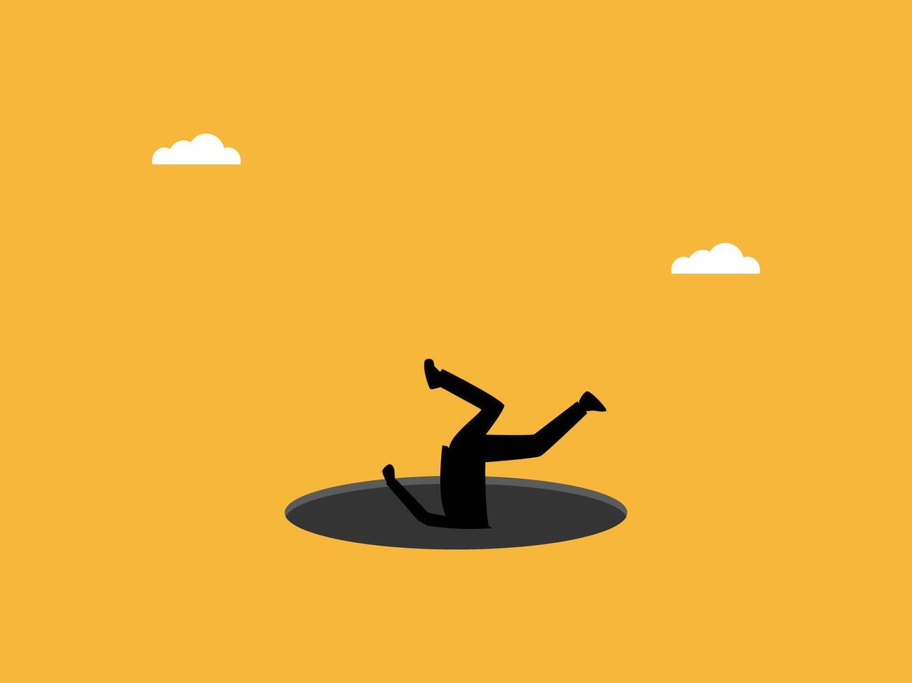 Businessman falling into trap, risk concept vector