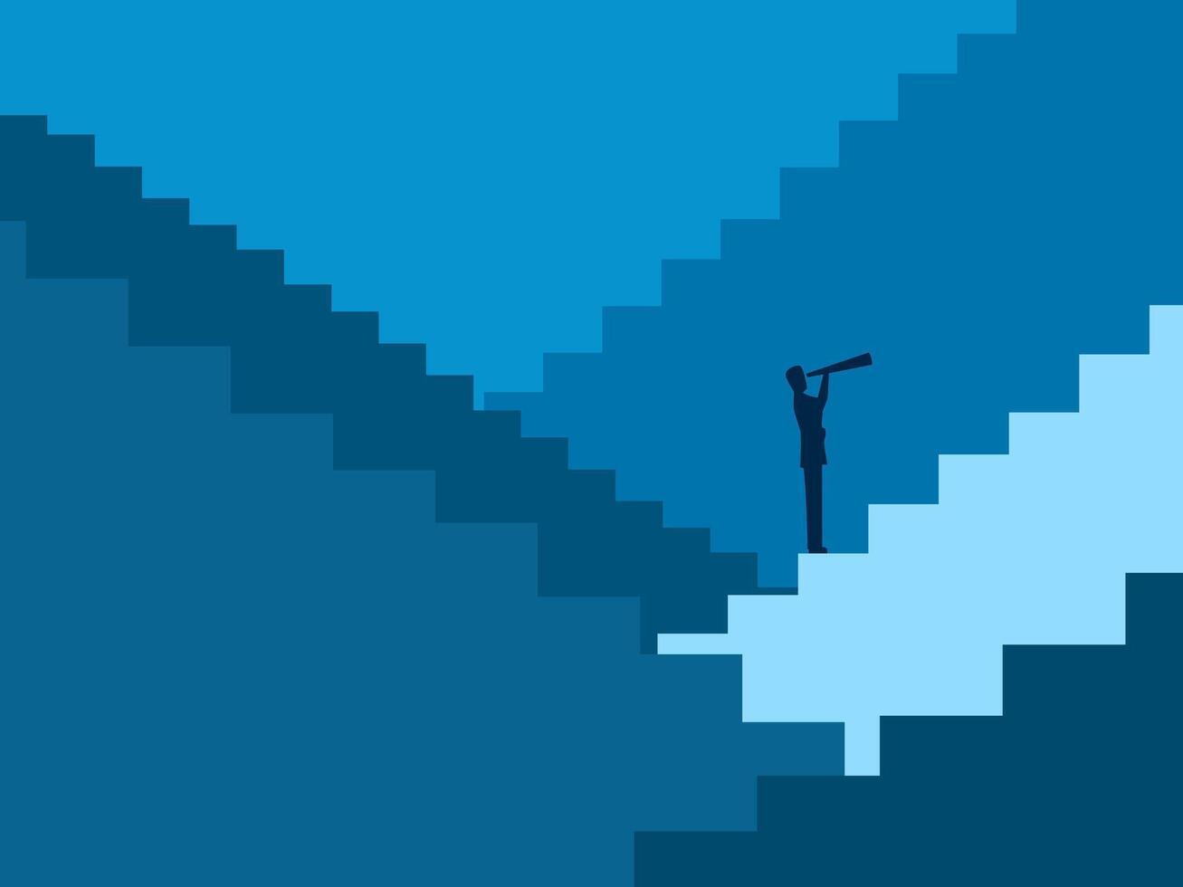 Businessman searching for the stairs to his life goals vector