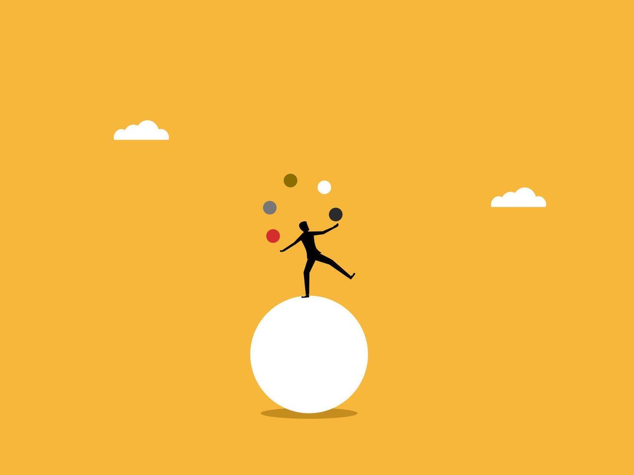 Busy with business, training, Businessman tossing a ball while balancing vector