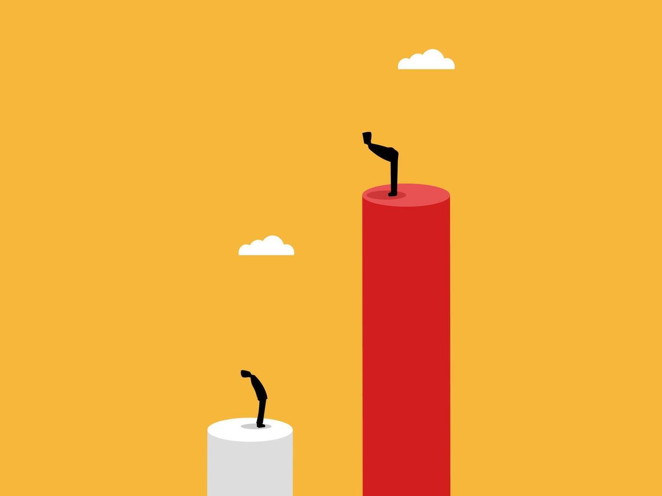 Two businessmen at very different levels vector