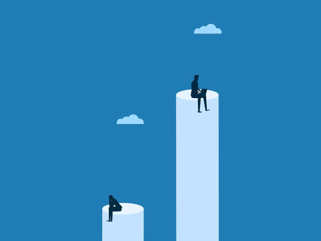 Business people who work at higher levels are different from people who sit stressed. vector