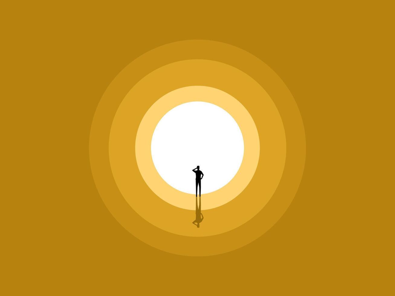 Businessman in the tunnel finds the light in life vector