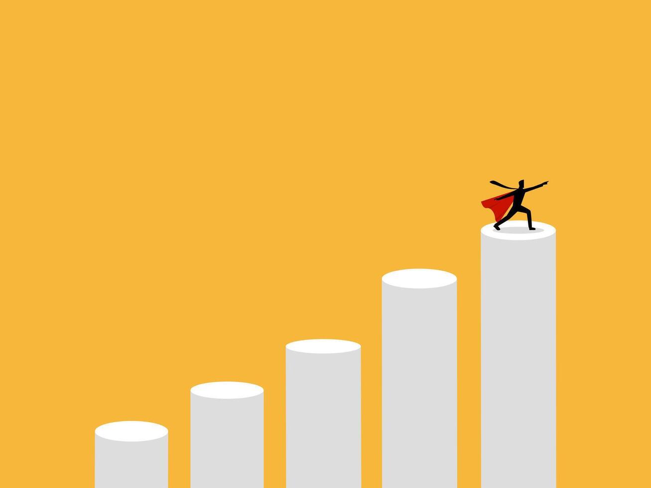 Earn more, The business hero at the top of the bar chart wants to grow continuously vector