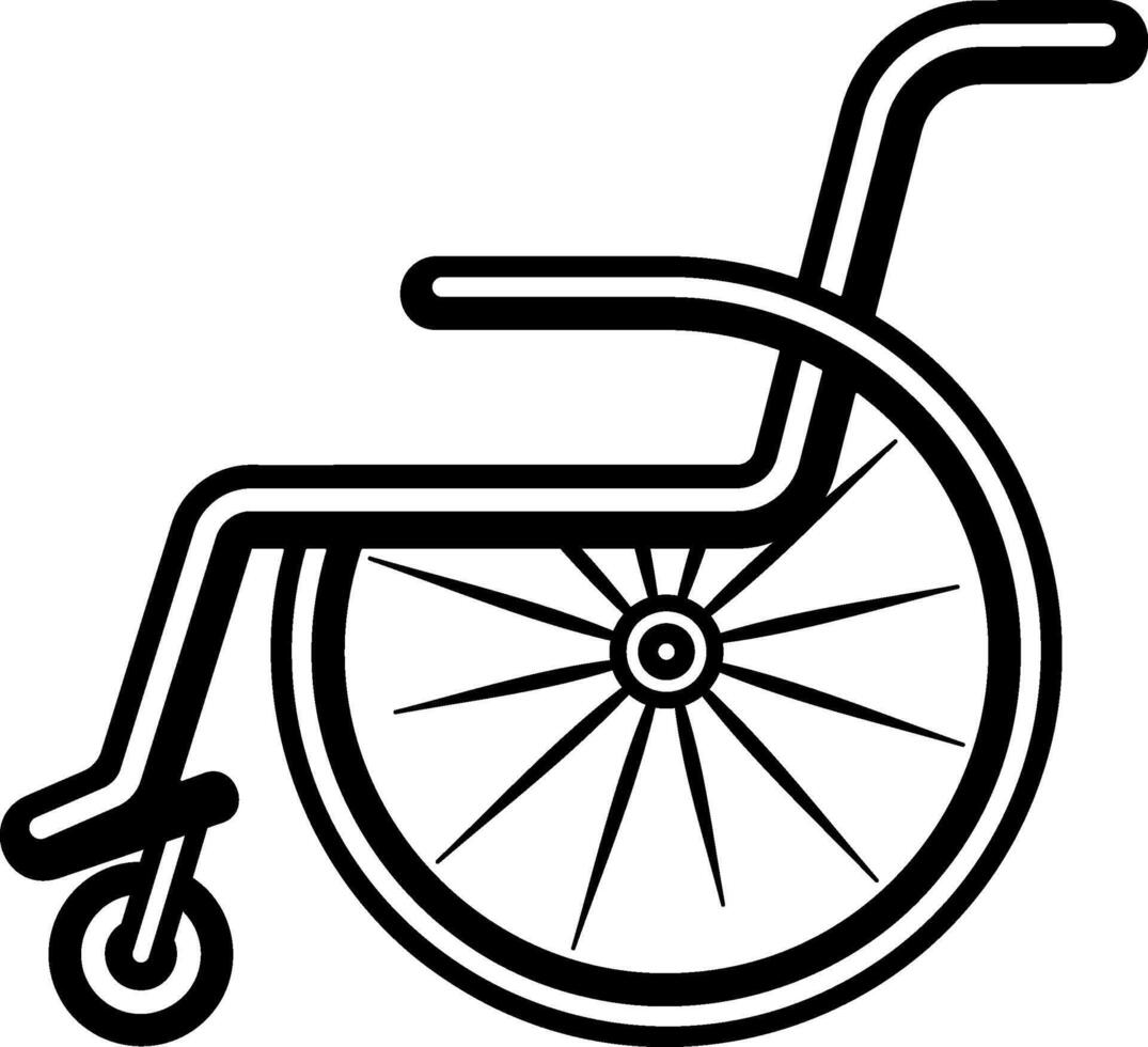Minimalist black icon of a wheelchair symbol, flat pictogram style on transparent background. Suitable for accessibility, signage, and inclusive design themes. vector