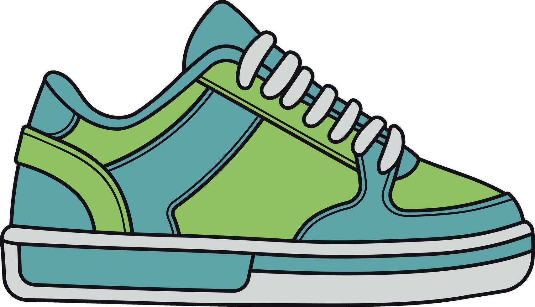 color illustration of sneakers with black outline and no background vector