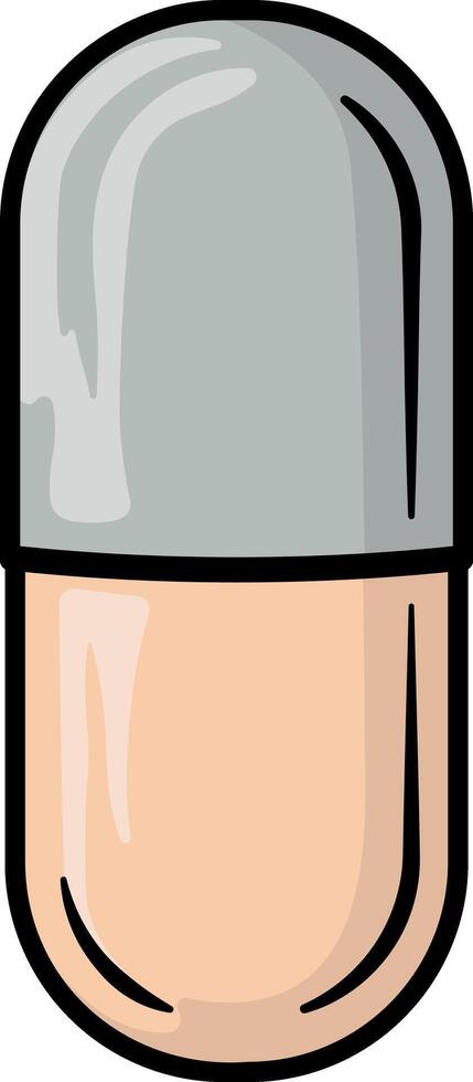 illustration of a tablet capsule or pill or tablet gray yellow color without background vector