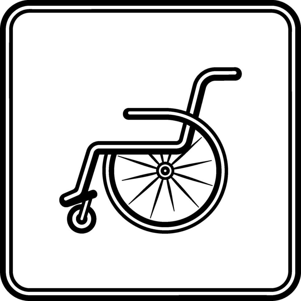 black wheelchair sign in square frame without background vector