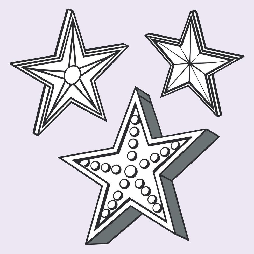 set of stars shape icon vector