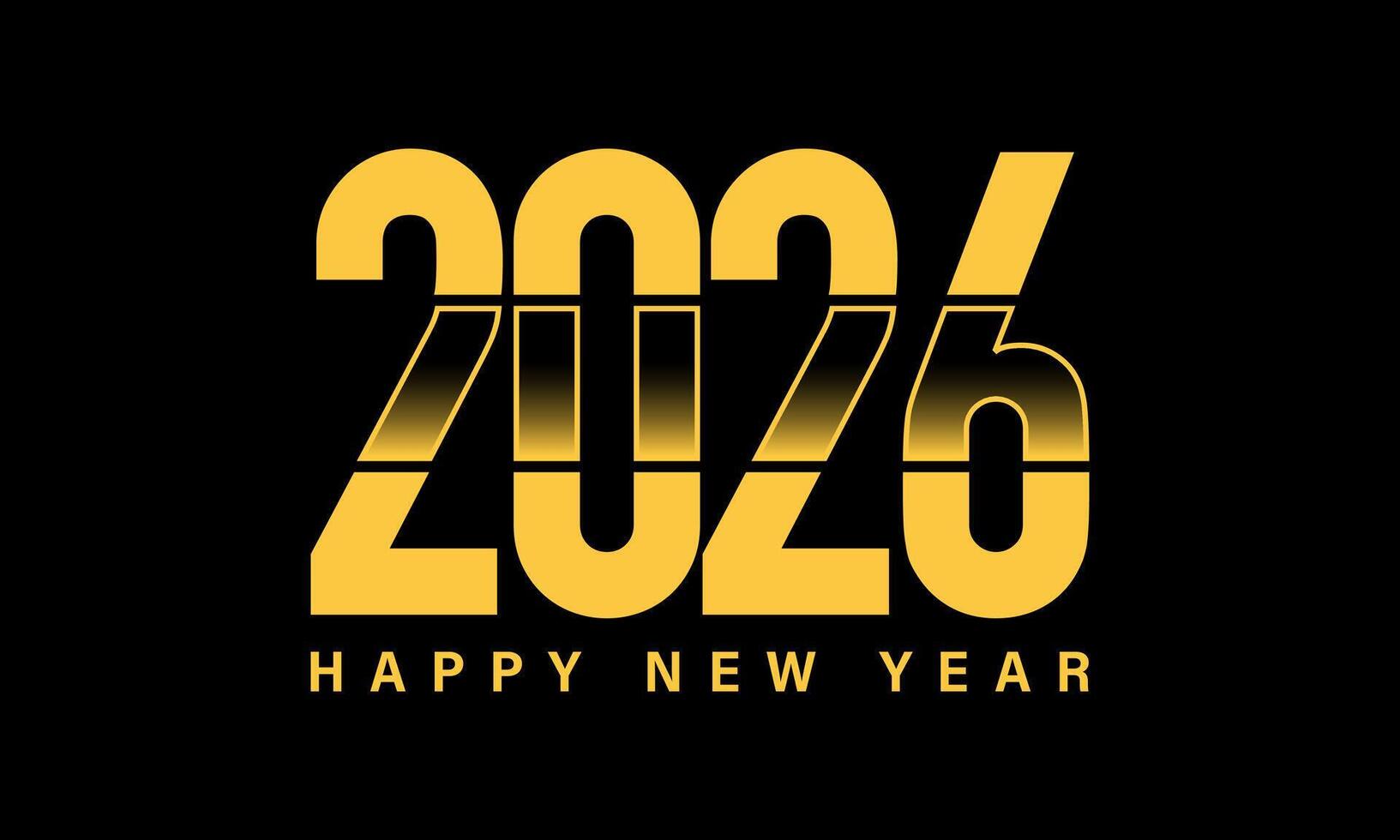 Template design for New Year 2026 celebration with gold color on black background. vector