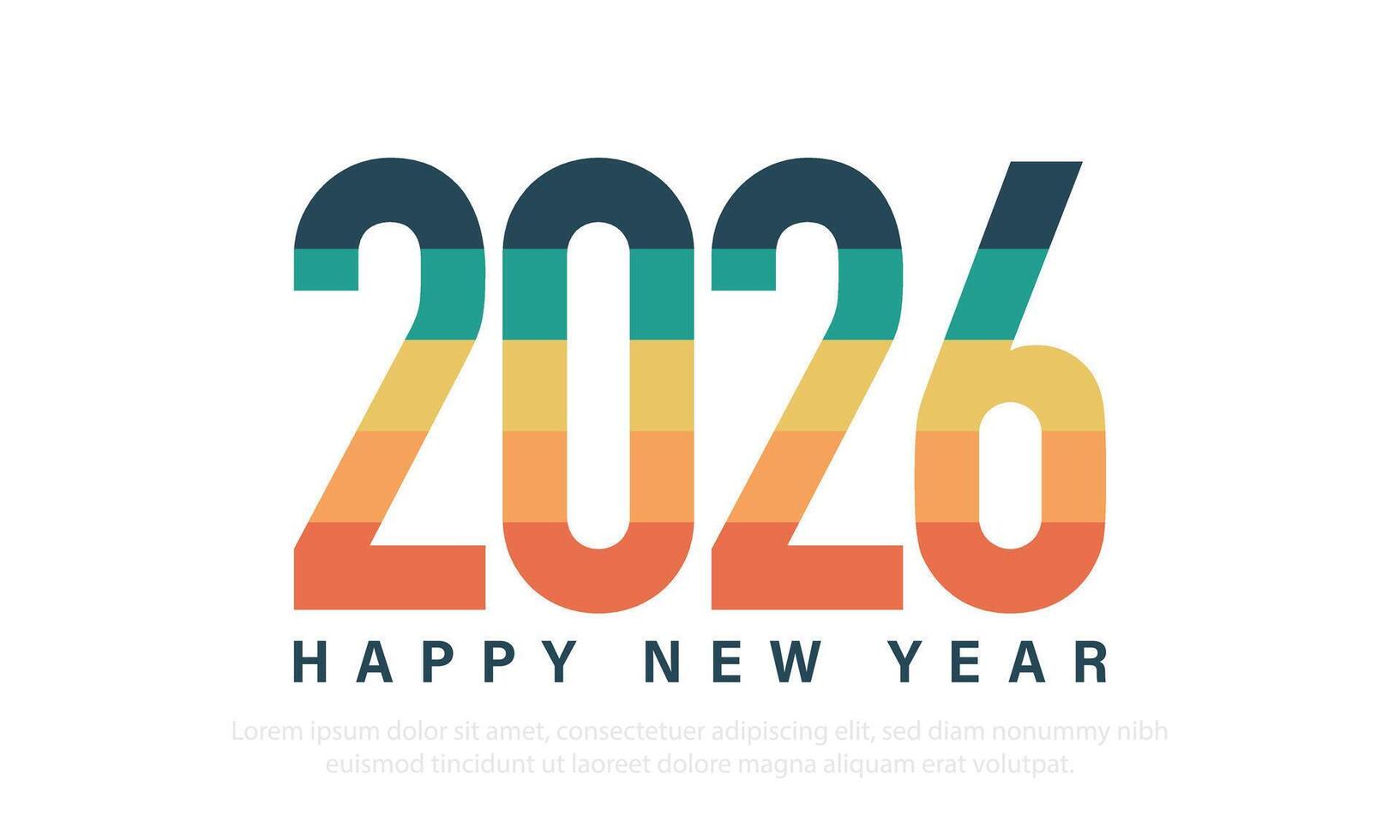 Happy new year 2026 text number various pastel color background design template vector
