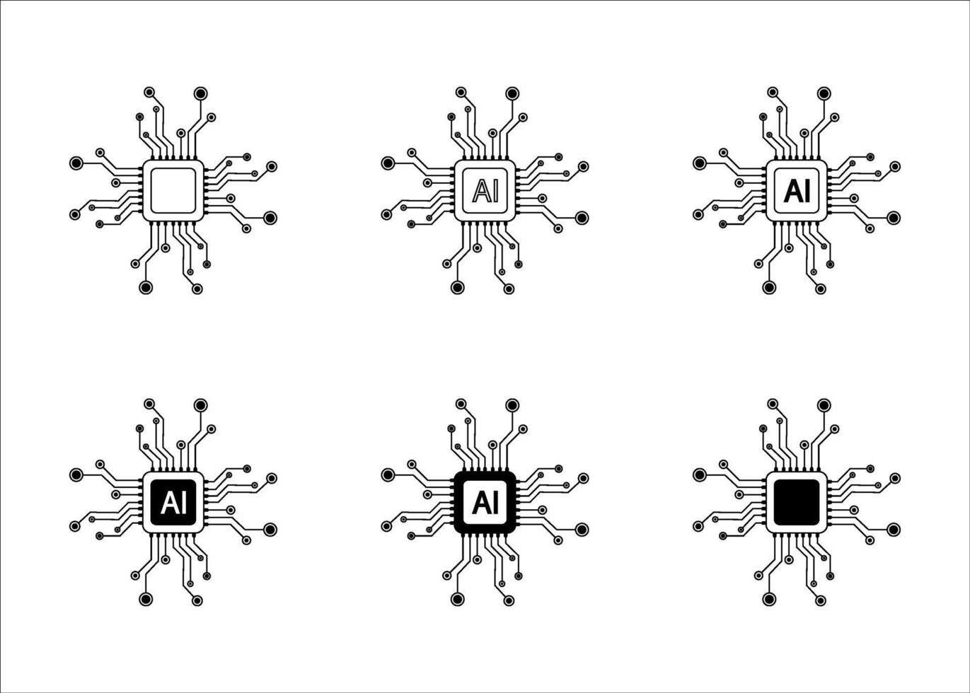 AI icon or Artificial intelligence icon isolated For Smart Technology Design Element. AI icon for technology design. Artificial intelligence icon isolated in flat style. vector