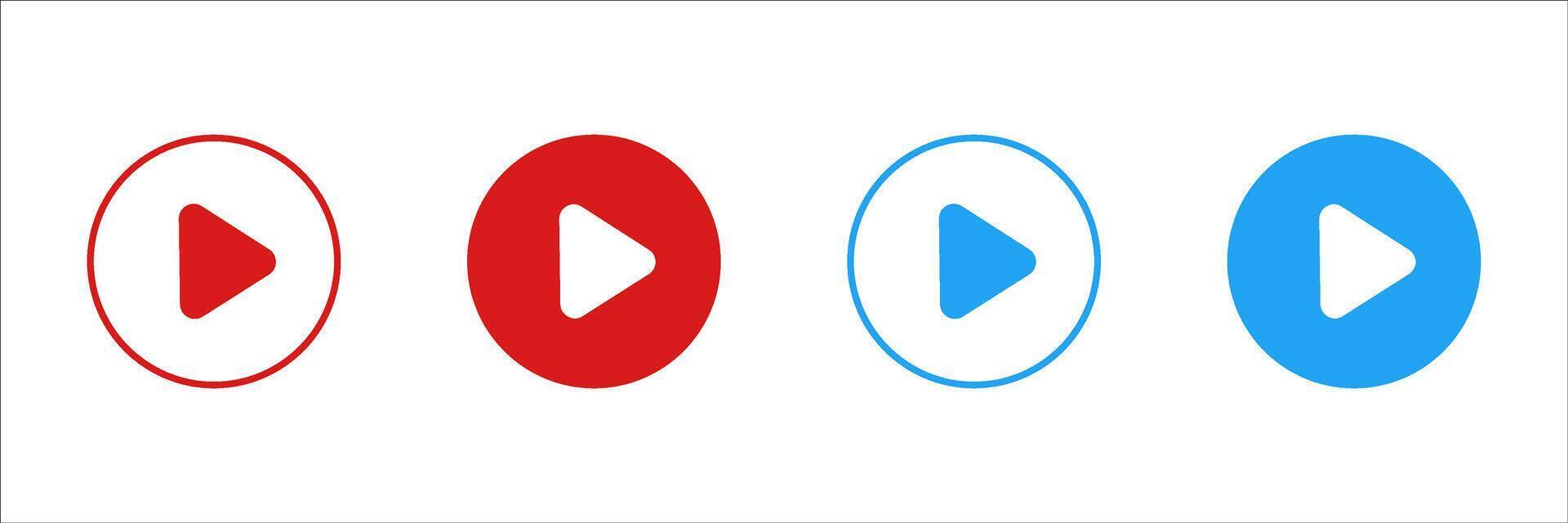 play button icon, Pause Button red and blue play button. For your website, logo, app, UI design. Illustration, isolated on white background. vector