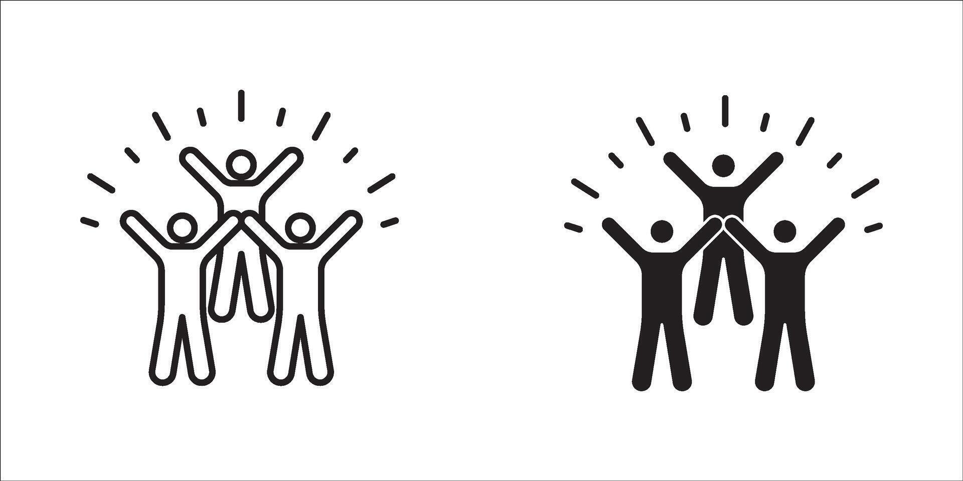 Group happy people icons set. Joy expression feeling symbol, party friends sign, happy work friends, illustration vector