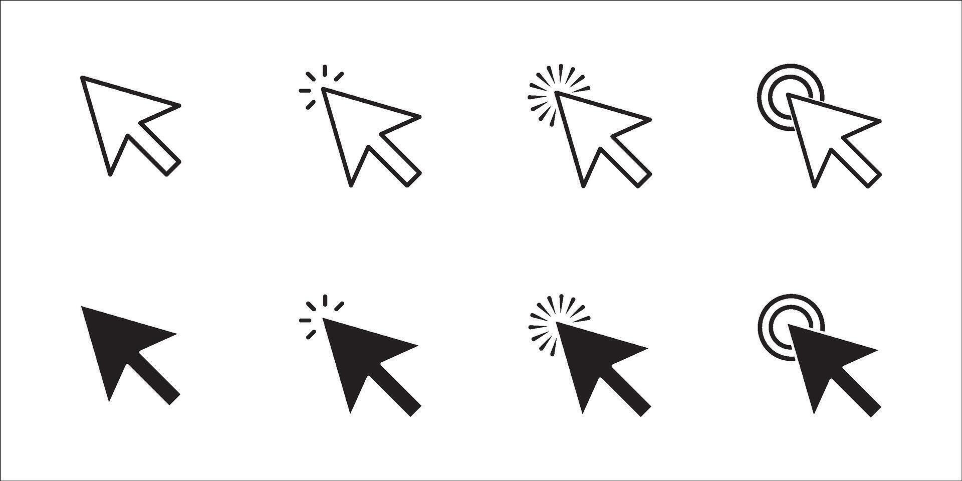 Click arrow icon. Cursor arrow icon with a clicking effect. Represents a computer mouse click, indicating action, interaction, or selection. vector
