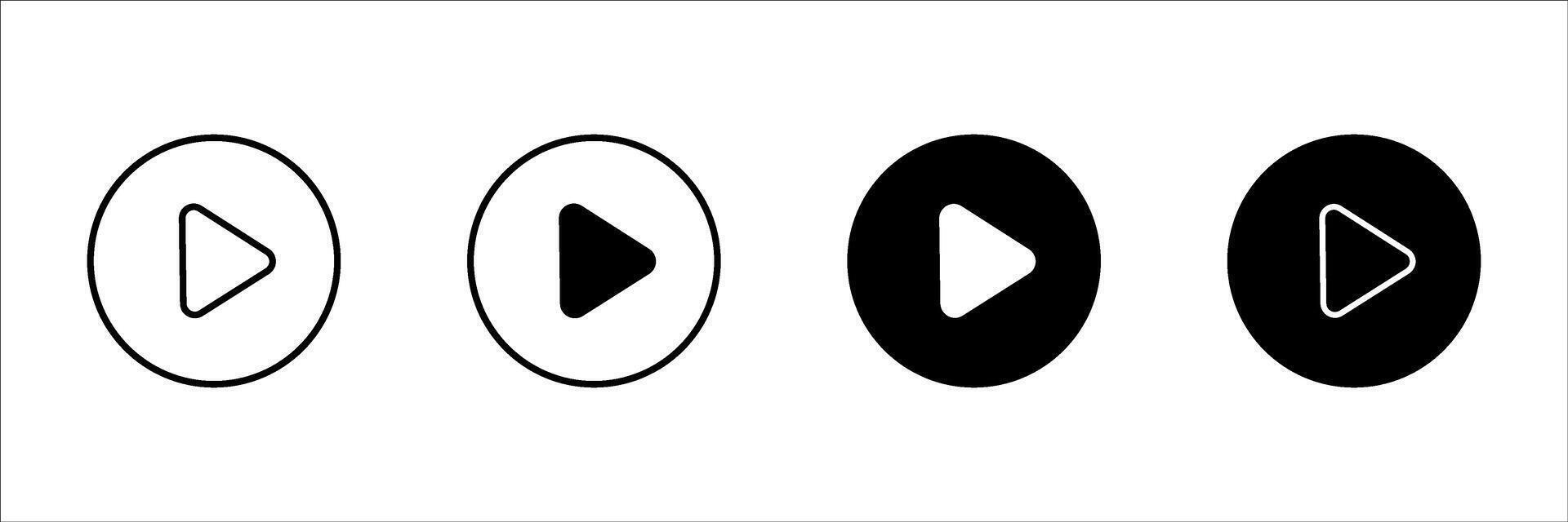 play button line icon set. Pause Button For your website, logo, app, UI design. Illustration, isolated on white background. vector