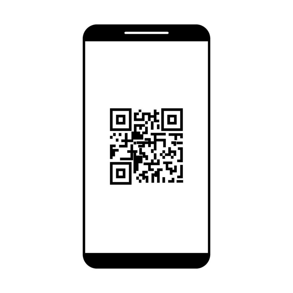 QR code scanning on smartphone screen. Simple line icon style, barcode scanner for payment, web, mobile app. Isolated illustration. vector