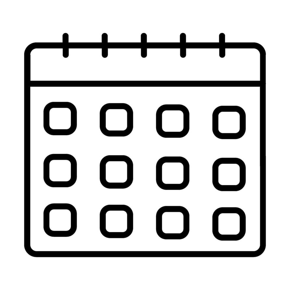 Calendar line , icon, silhouette. Desktop calendar isolated on white background. Calendar icon, symbol design for logo, app, website. illustration. vector