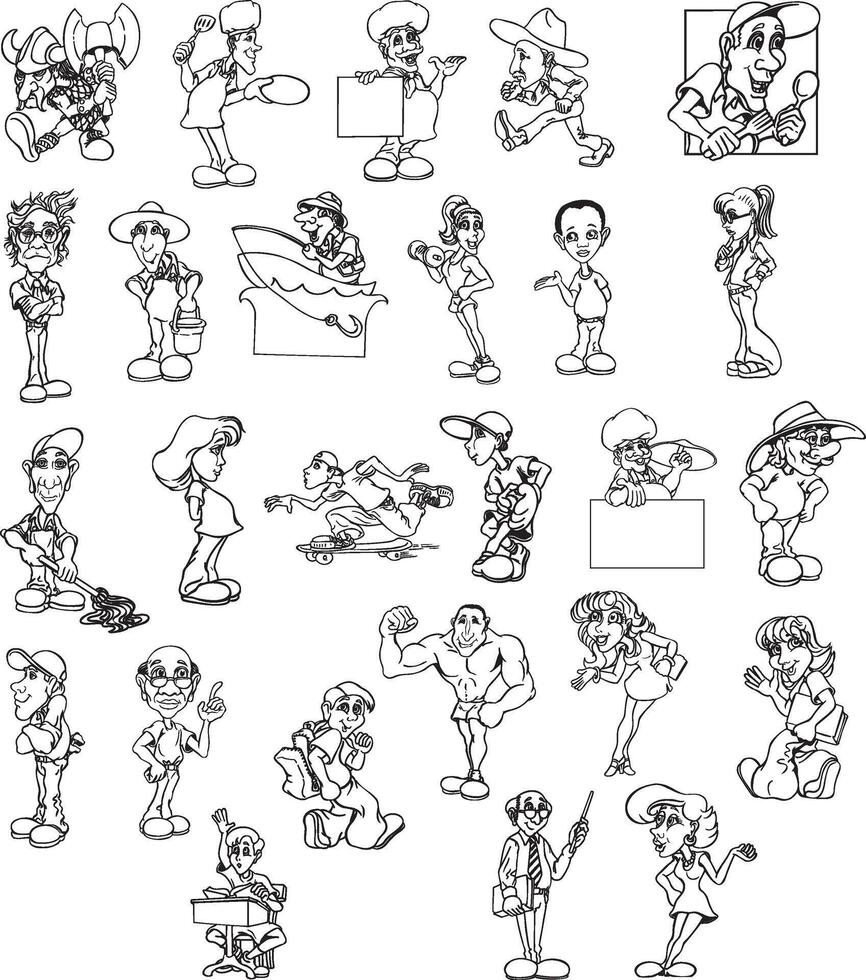 cartoon characters set of different professions and people vector