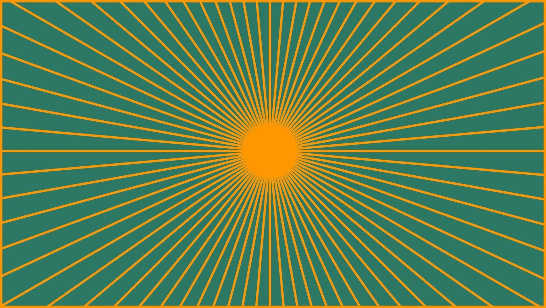 Vintage Sunburst Background with Retro Green and Gold Colors, Aesthetic Design vector