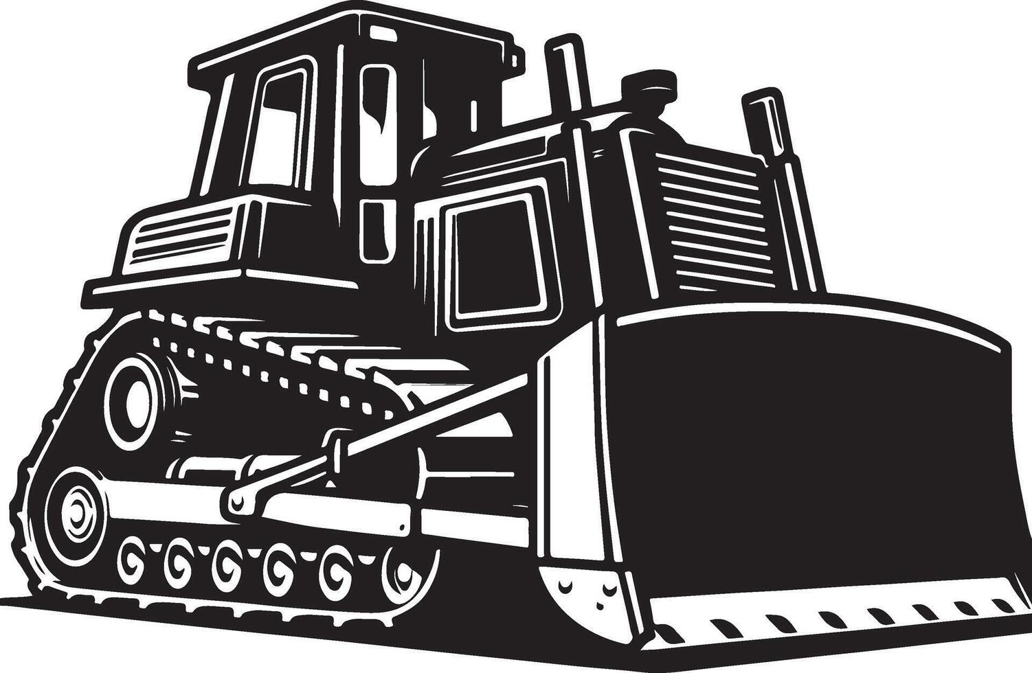 Bulldozer Silhouette Heavy Equipment Construction Icon vector